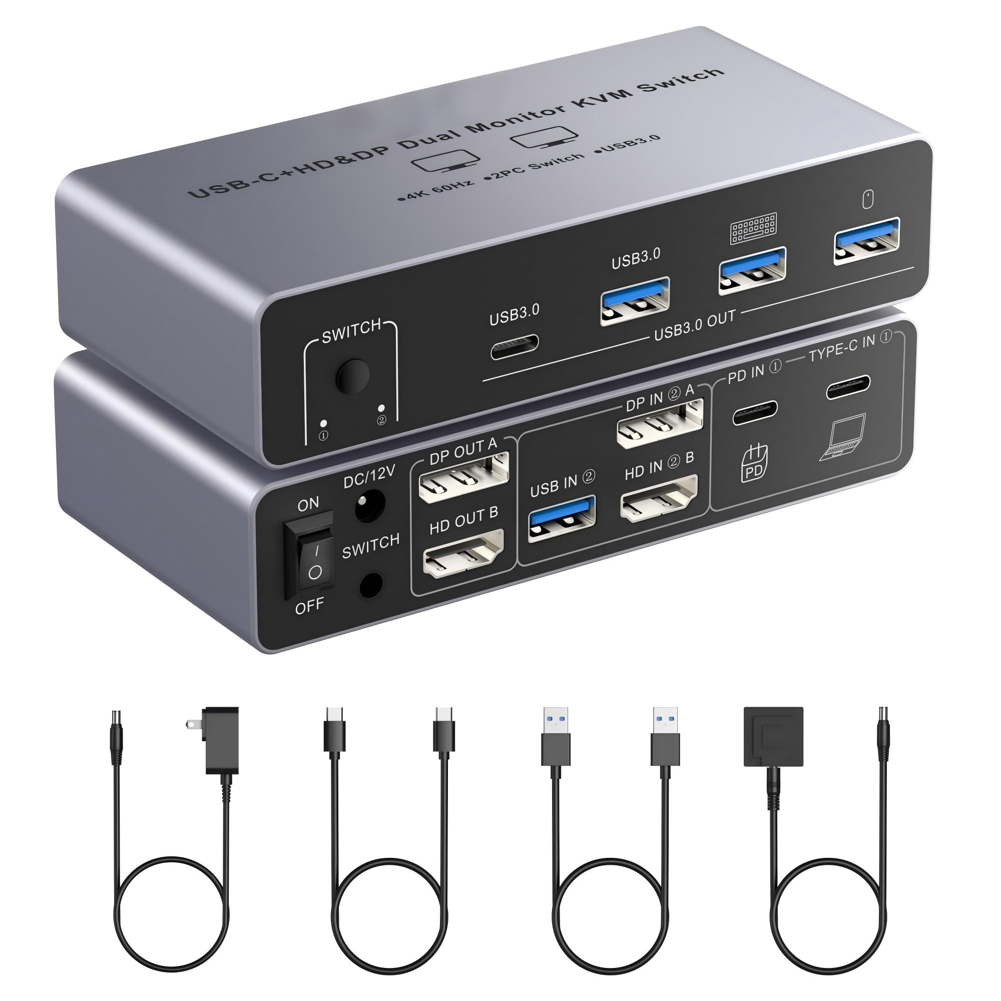 Kvm Switch Dual Monitor - Conmutador KVM HDM DP para 2