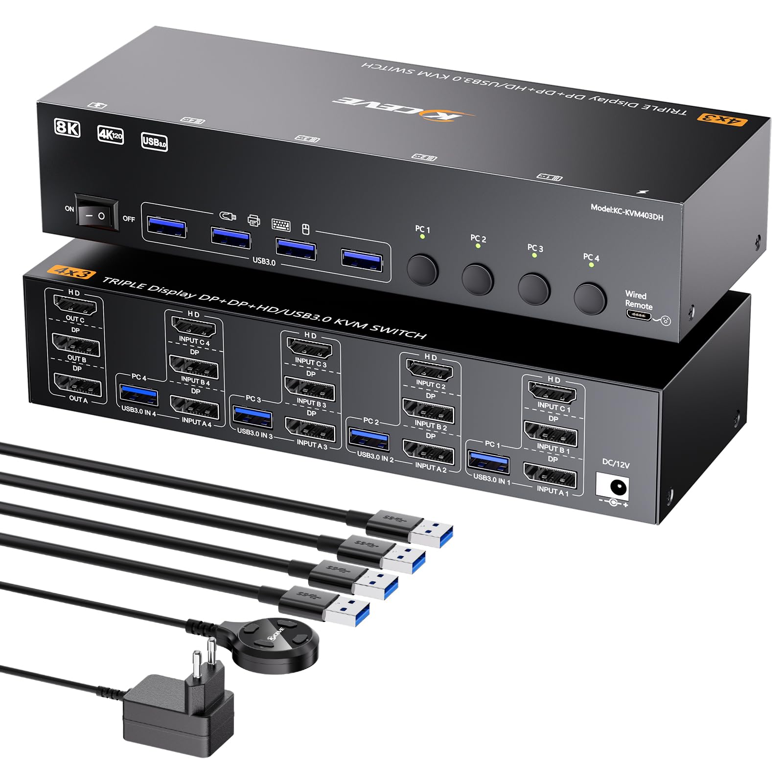 Kvm Switch Dual Monitor - Conmutador KVM de 8K a 60Hz,