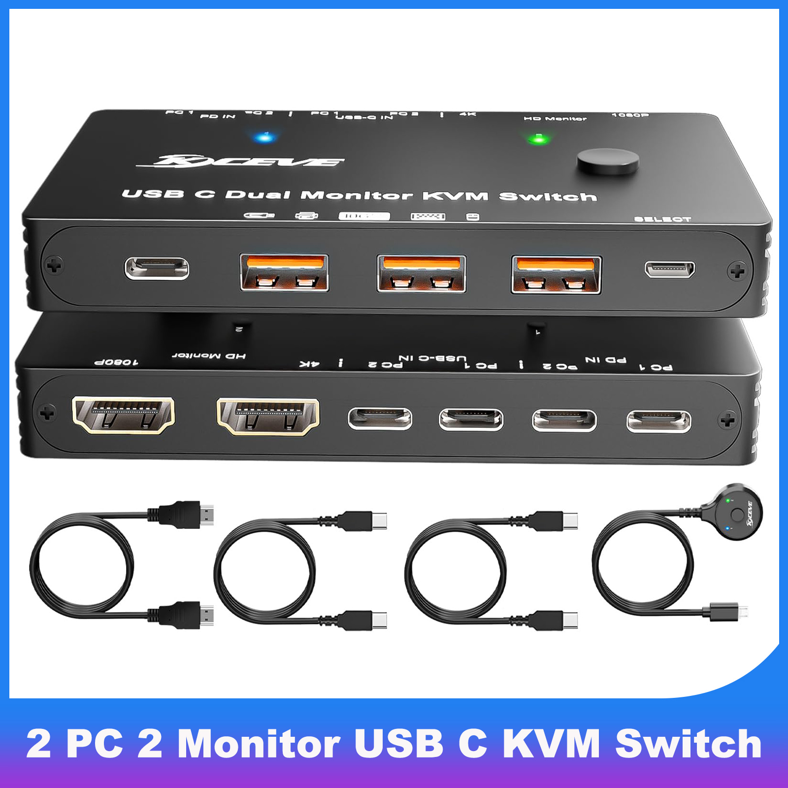 Kvm Switch Dual Monitor - Conmutador KVM de Monitor Dual USB