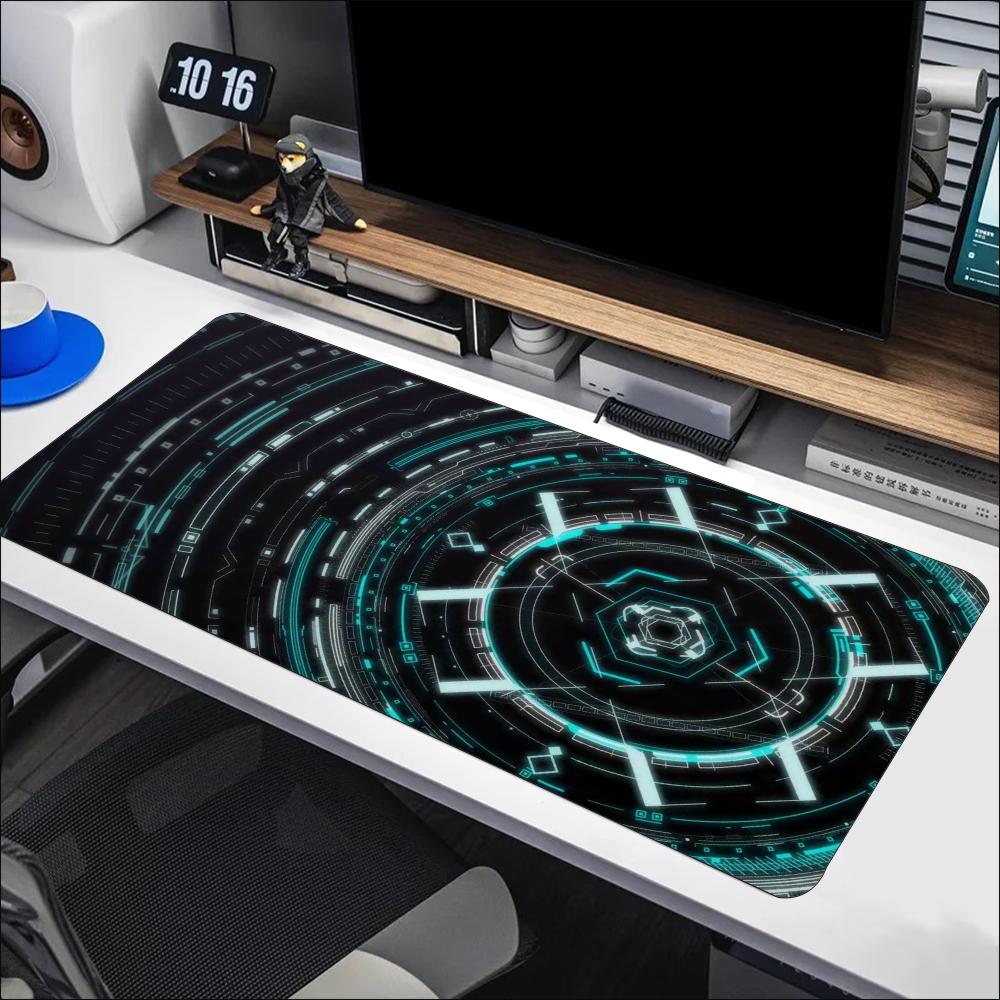 Office Tech Setup - Alfombrilla de Escritorio Grande Blue Cyan