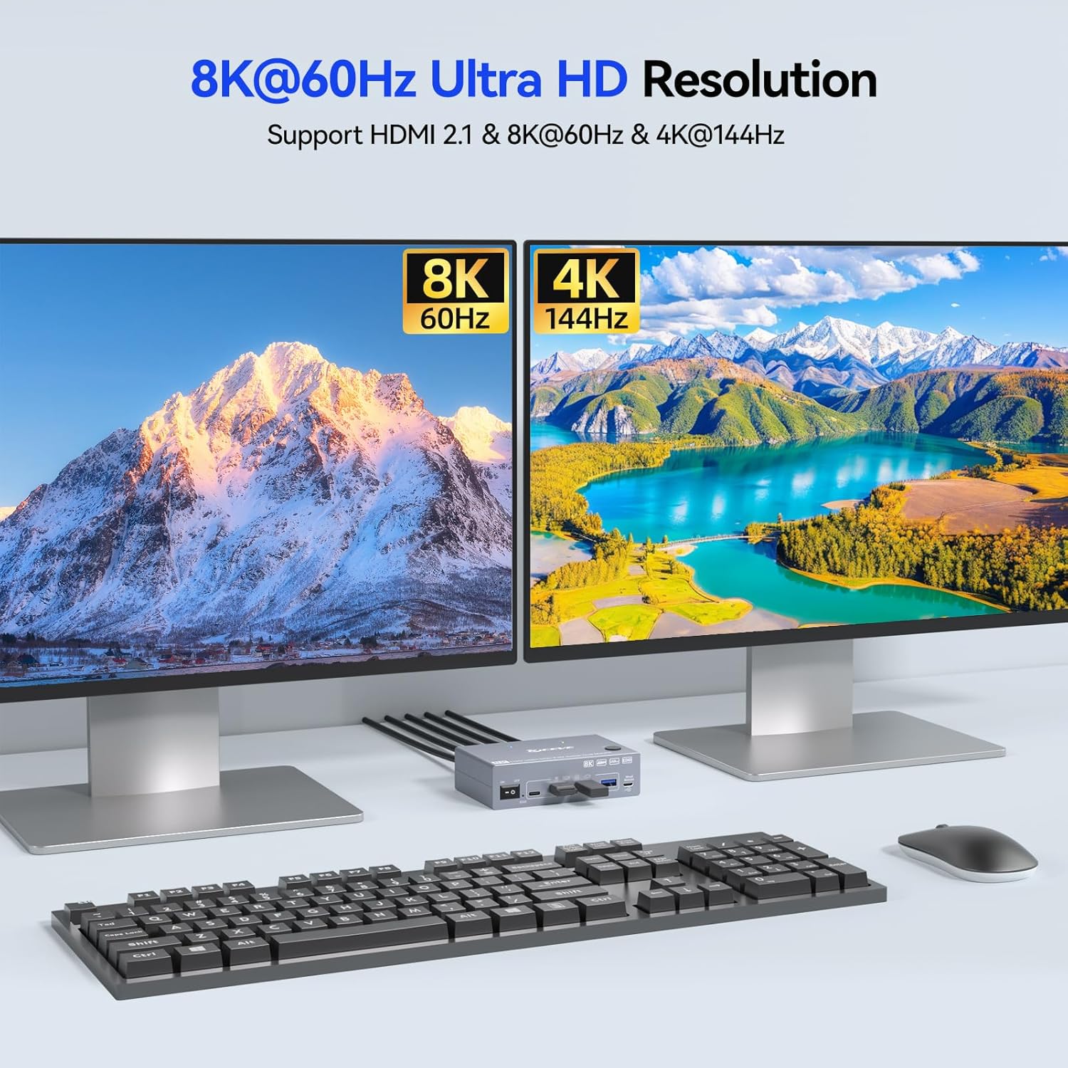 Conmutador KVM 8K para 2 Monit - Kvm Switch Dual Monitor reseña y precio