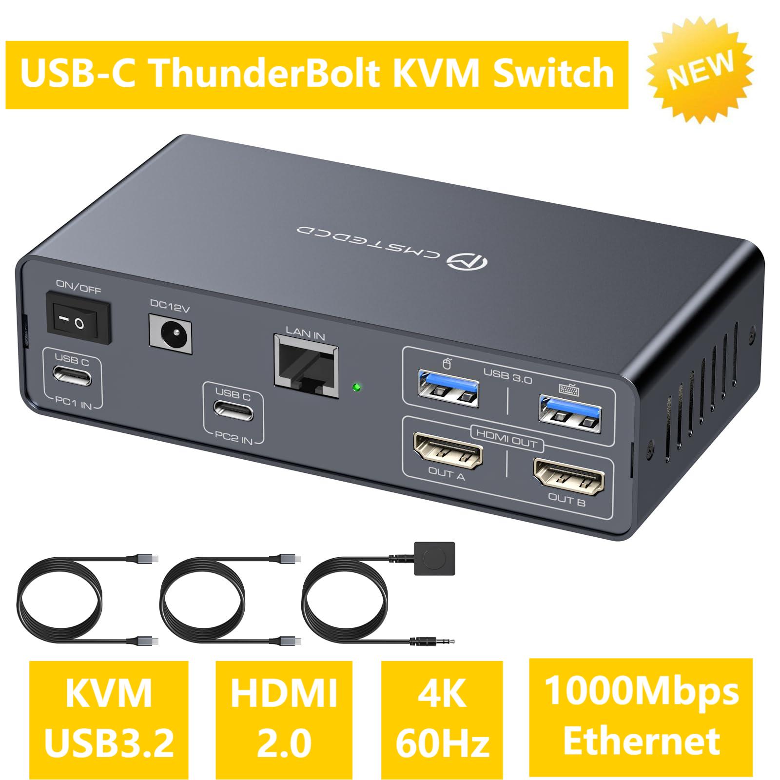 Conmutador KVM USB C, 2 monito - Kvm Switch Dual Monitor reseña y precio