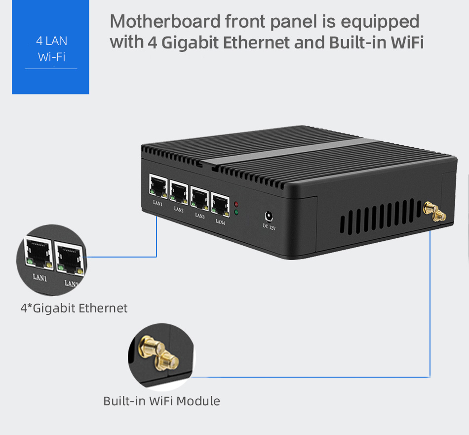 Mini PC Sin Ventilador, 4 Puer - Thin Client Mini Pc reseña y precio