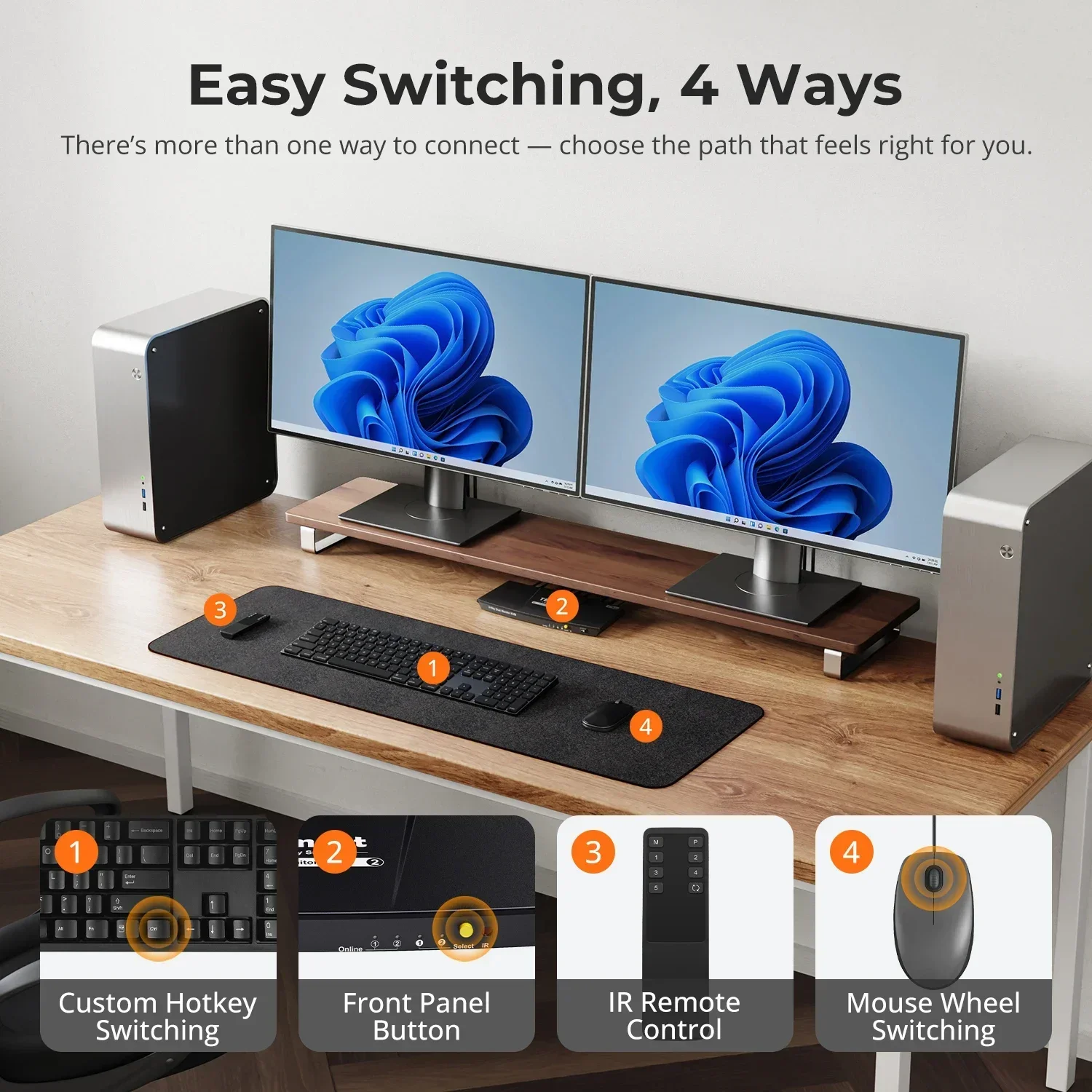 En stock: Conmutador de video  - Kvm Switch Dual Monitor reseña y precio